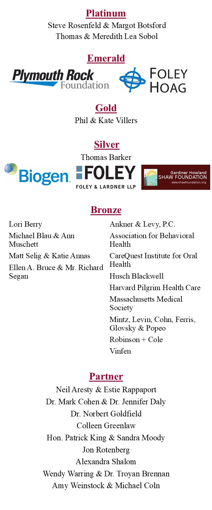 List of Breakfast sponsors as of 8/15/25